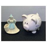 Ceramic Figural Planter and Piggy Bank Set