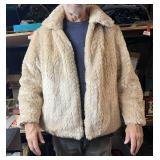 Beige Faux Fur Zip-Front Jacket