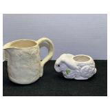 Vintage ceramic pitcher, and planter, see pictures for details.