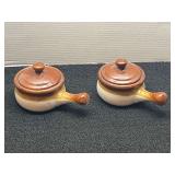 Set of Two Ceramic Soup Crocks with Lids