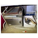Commercial Microwave Oven, Oreck XL Air Purifier, working condition unknown on these items, and Kitchen Utensil Assortment