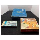 Trivial pursuit, Yahtzee, and Domino’s games, please inspect, no guarantee all parts are there, see pictures for details.