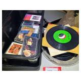 Collection of Music Cassette Tapes and 45 RPM Vinyl Records