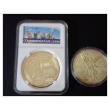 (2) COMMEMORATIVE ROUNDS - 1 TROY OZ COPPER & REPLICA PESO