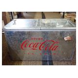 Coca-Cola Galvanized Metal Cooler with Stand and Bottle Opener