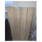 SET OF FOUR UNFINISHED WOOD DECORATIVE SIGNS INCLUDING WELCOME AND HOME SWEET HOME