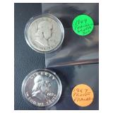 1949 & 1957 FRANKLIN HALF DOLLARS
