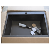 LARGE UNUSED KITCHEN SINK WITH SOAP DISPENSER, DRAIN ASSEMBLY, AND ATTACHMENT HARDWARE