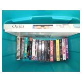 Vintage Ouija Board Game and Assorted VHS Tapes in Lidded Tote