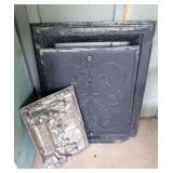 Antique Cast Iron Fireplace Surround & Door