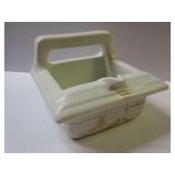 Vintage Ceramic Soap Caddy with Handle & Drip Spout