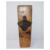 Wall-Mounted Bottle Opener on Wood Plaque