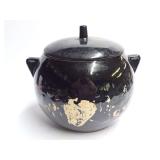 McCoy Black Glazed Ceramic Cookie Jar with Embossed Fruit Motif