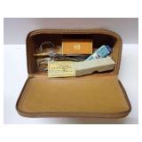 Medical Instrument Kit with Leather Zippered Case and Assorted Supplies