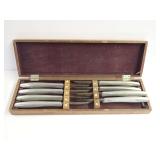Vintage Gerber Miming Steak Knife Set in Wooden Presentation Box
