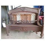 Antique Cast Iron Gas Fireplace Insert with Decorative Grill