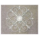 Decorative Metal Wall Medallion with Fleur-de-Lis Accents