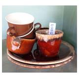 Assorted Brown Glazed Ceramic Dishes & More