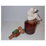 Handcarved Mechanical Wooden Wine Bottle Stopper & Old Man