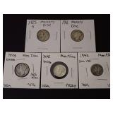 (5) MERCURY DIMES