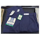 Dockers Signature Iron Free Khaki Pleated Pants Navy Blue Size 36x32