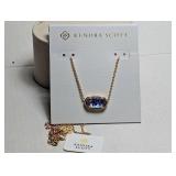 Kendra Scott Elisa Pendant Necklace Gold Tone with Red, White & Blue Star Pattern Stone
