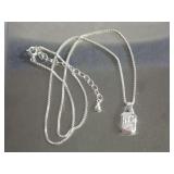 Sterling Silver Necklace with Rectangular Bezel Set Pendant