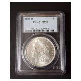 1885-O MORGAN SILVER DOLLAR, PCGS MS62