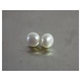 Pair of Pearl Stud Earrings with Metal Posts-No Backs