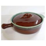 Country Rose Pottery Covered Casserole Dish with Handle