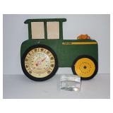 John Deere Tractor Shaped Wall Thermometer and Glass Paperweight