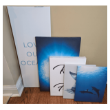 COLLECTION OF FOUR OCEAN-THEMED CANVAS WALL ART PRINTS
