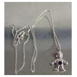 Pendant Necklace with Purple Stone-Chain Marked S925