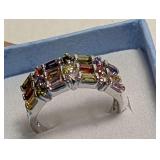 Multi-Color Baguette Stone Ring, Size 6