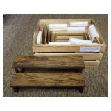 5-Piece Farmhouse Style Wooden Nesting Crate Set & Small Wall Shelf