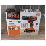BLACK+DECKER 20V MAX LITHIUM ION DRILL/DRIVER IN ORIGINAL BOX, MODEL LDX120C