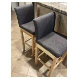 PAIR OF PAIR OF UPHOLSTERED WOOD FRAME BAR STOOLS – DIN