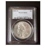 1883-O MORGAN SILVER DOLLAR, PCGS MS62