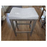 UPHOLSTERED BAR STOOL WITH NAILHEAD TRIM