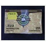 Patriot 2A Sports LLC .223 Remington 55gr FMJ Ammunition, 20 Cartridges
