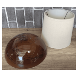AMBER GLASS CEILING LIGHT SHADE AND FABRIC LAMP SHADE SET