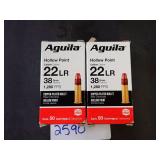 Two Boxes of Aguila 22 LR 38 Grain Hollow Point Ammunition
