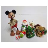 Marx Disney Mickey Mouse Figure and Assorted Hallmark Ornaments