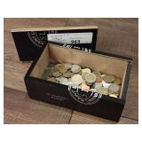 APPROX. 2LBS OF U.S. & FOREIGN COINS IN CIGAR BOX