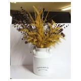 Modern Farm House Local Metal Milk Can with Artificial Floral Arrangement