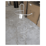 FREESTANDING METAL TOILET PAPER ROLL HOLDER AND STORAGE STAND