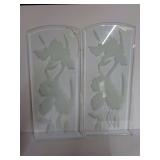 Pair of Etched Glass Panels with Floral Motif