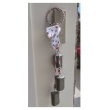 DECORATIVE HANGING METAL BELL TRIO WITH POLKA DOT RIBBON