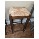 WOODEN BAR STOOL WITH WOVEN RUSH SEAT, MATCHES 8135