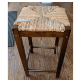 WOODEN BAR STOOL WITH WOVEN RUSH SEAT